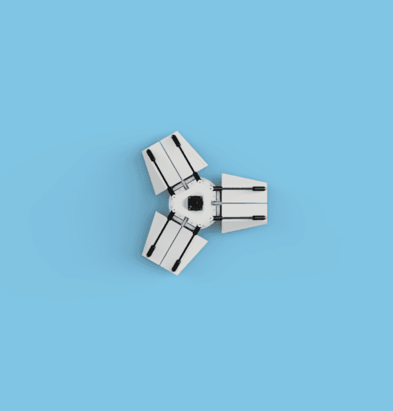 gentle machine in resting position on blue background